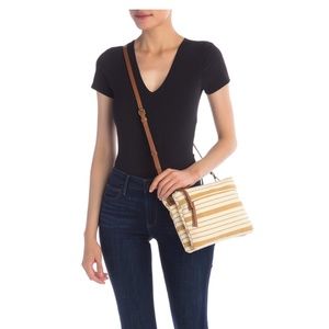 Lucky Brand Leather Dori Crossbody Woven Handbag